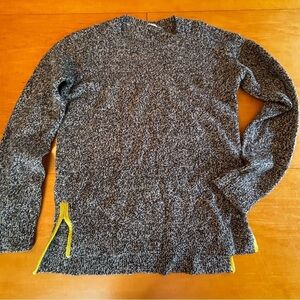 Fossil M b black white variegated wool blend crewneck long line sweater